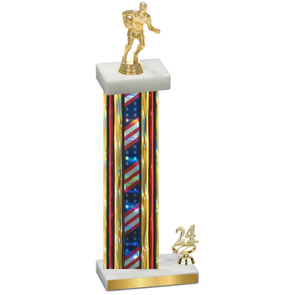 Accented Single Flag USA Year Rugby Trophy