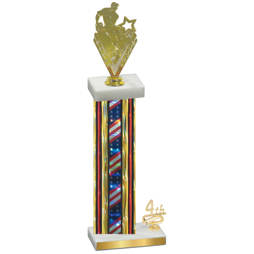 Accented Single Flag USA Fourth Place Rugby Trophy