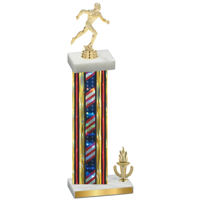 Accented Single Flag USA Victory Running Trophy