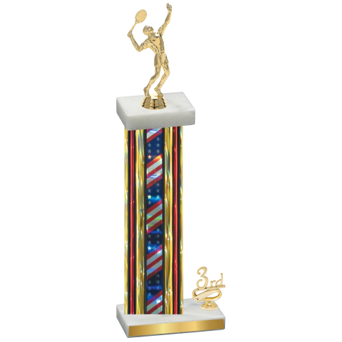 Accented Single Flag USA Third Place Tennis Trophy