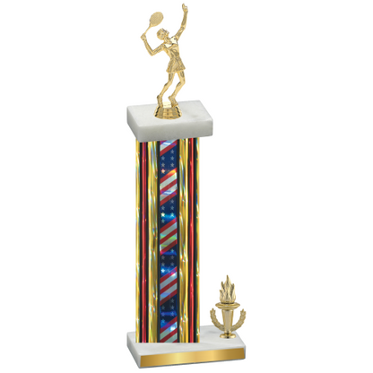 Accented Single Flag USA Victory Tennis Trophy