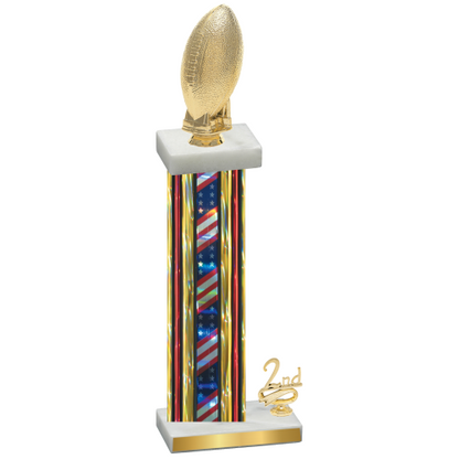 Accented Single Flag USA Second Place Football Trophy