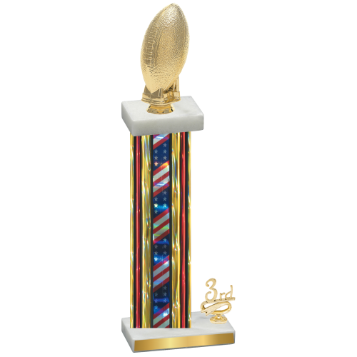 Accented Single Flag USA Third Place Football Trophy