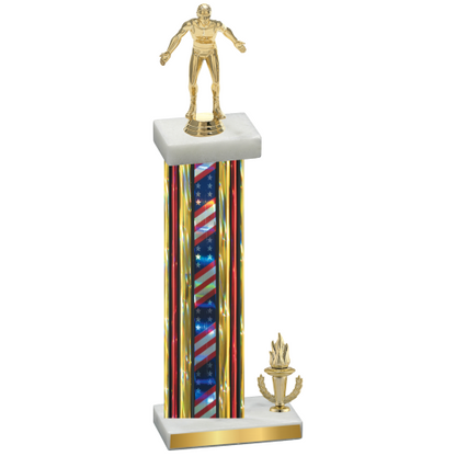 Accented Single Flag USA Victory Wrestling Trophy