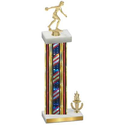 Accented Single Flag USA Victory Bowling Trophy