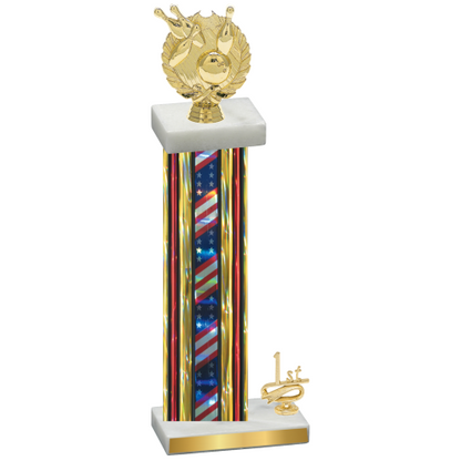 Accented Single Flag USA First Place Bowling Trophy