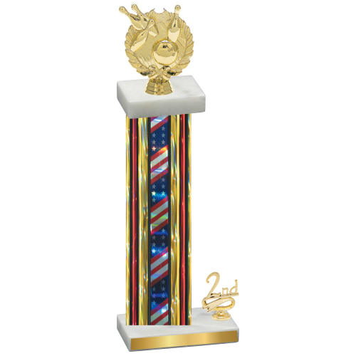 Accented Single Flag USA Second Place Bowling Trophy