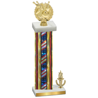 Accented Single Flag USA Victory Bowling Trophy