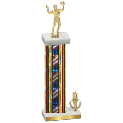 Accented Single Flag USA Victory Volleyball Trophy