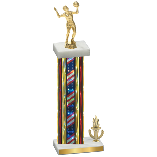 Accented Single Flag USA Victory Volleyball Trophy