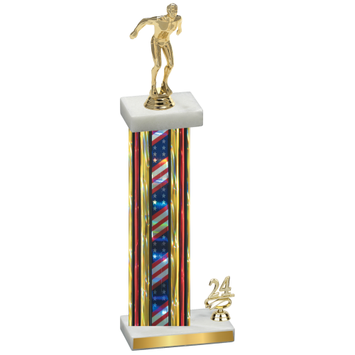 Accented Single Flag USA Year Swimming Trophy