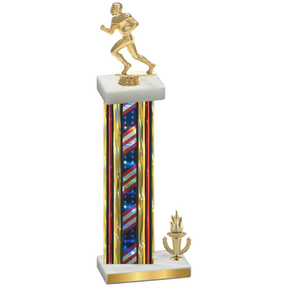 Accented Single Flag USA Victory Football Trophy