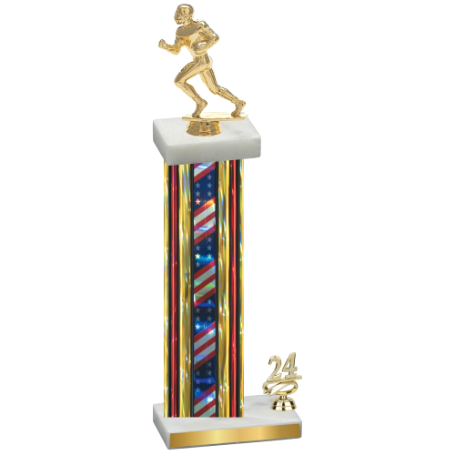 Accented Single Flag USA Year Football Trophy