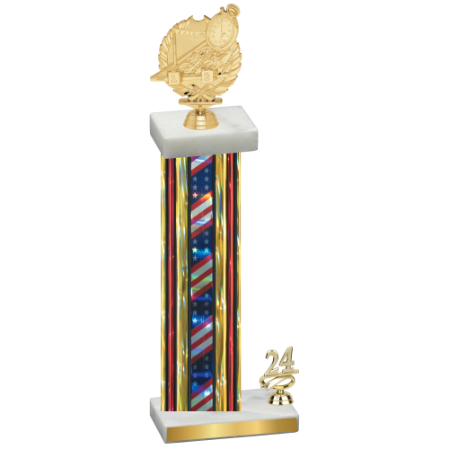 Accented Single Flag USA Year Swimming Trophy