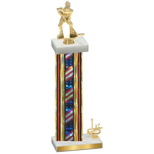 Accented Single Flag USA First Place Hockey Trophy