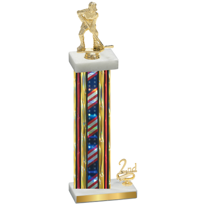 Accented Single Flag USA Second Place Hockey Trophy