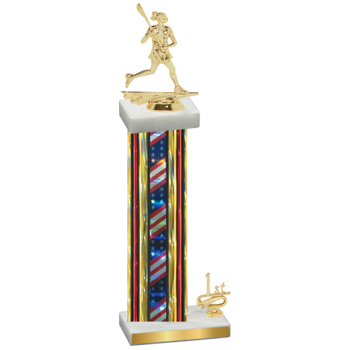 Accented Single Flag USA First Place Lacrosse Trophy