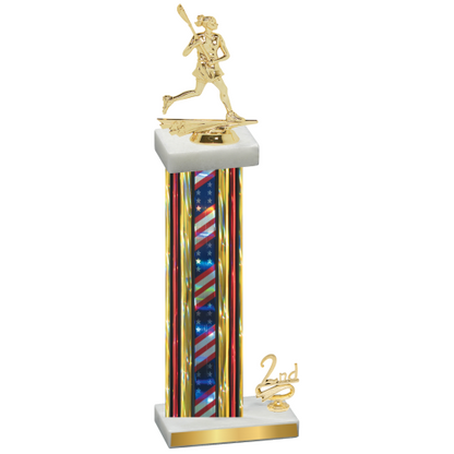 Accented Single Flag USA Second Place Lacrosse Trophy