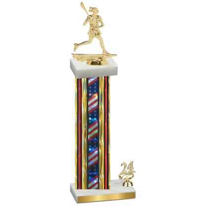 Accented Single Flag USA Year Lacrosse Trophy