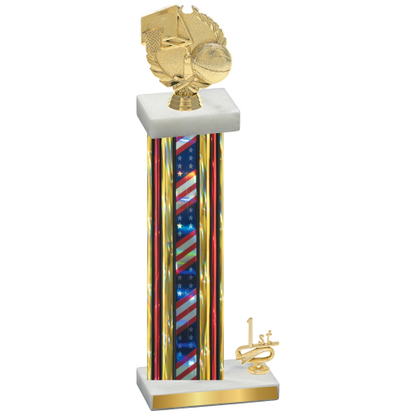 Accented Single Flag USA First Place Basketball Trophy