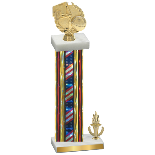 Accented Single Flag USA Victory Basketball Trophy