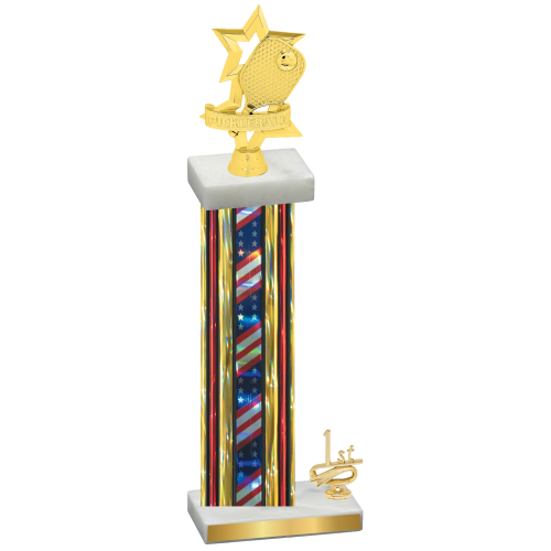 Accented Single Flag USA First Place Pickleball Trophy