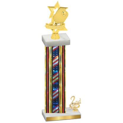 Accented Single Flag USA Second Place Pickleball Trophy