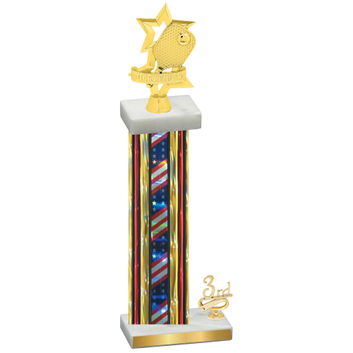 Accented Single Flag USA Third Place Pickleball Trophy