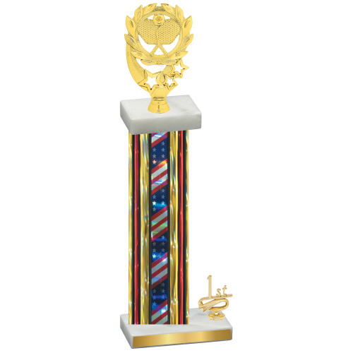 Accented Single Flag USA First Place Pickleball Trophy