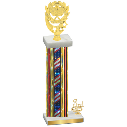 Accented Single Flag USA Third Place Pickleball Trophy