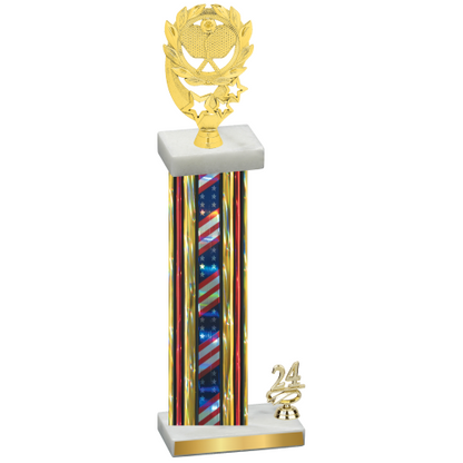 Accented Single Flag USA Year Pickleball Trophy