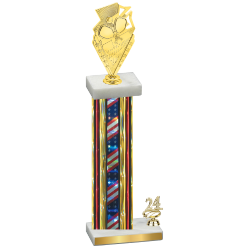 Accented Single Flag USA Year Pickleball Trophy