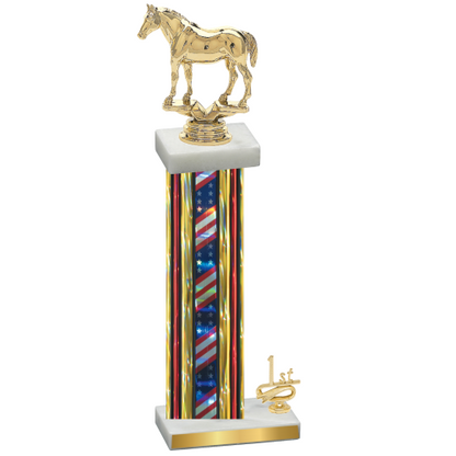 Accented Single Flag USA First Place Horses Trophy