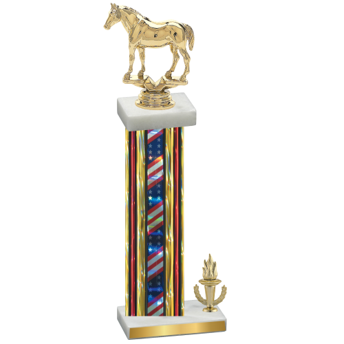 Accented Single Flag USA Victory Horses Trophy