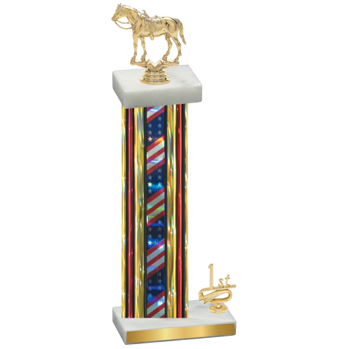 Accented Single Flag USA First Place Horses Trophy