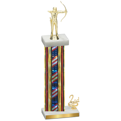 Accented Single Flag USA Second Place Archery Trophy