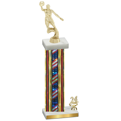 Accented Single Flag USA Year Basketball Trophy