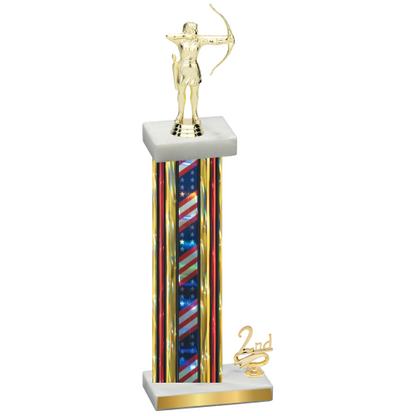 Accented Single Flag USA Second Place Archery Trophy