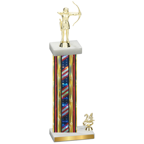 Accented Single Flag USA Year Archery Trophy