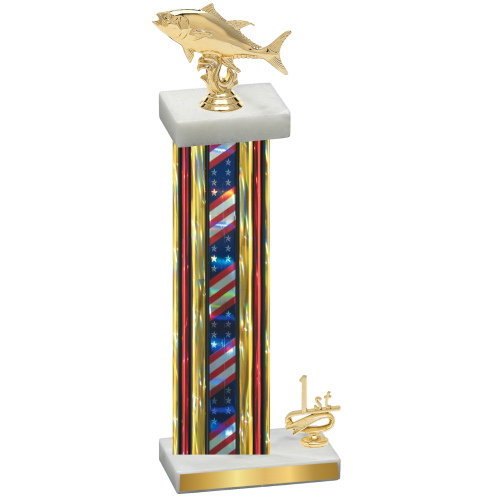 Accented Single Flag USA First Place Fishing Trophy