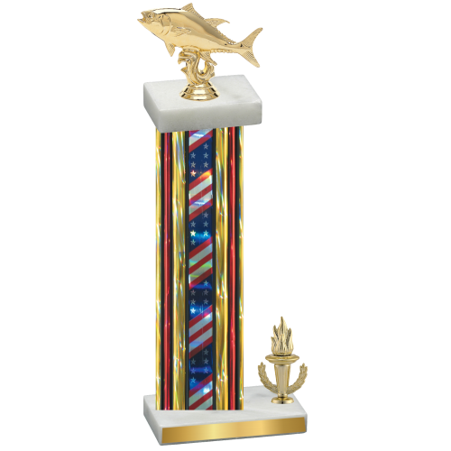 Accented Single Flag USA Victory Fishing Trophy