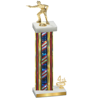 Accented Single Flag USA Fourth Place Shooter Trophy