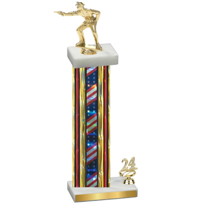 Accented Single Flag USA Year Shooter Trophy