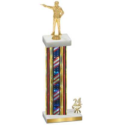 Accented Single Flag USA Year Shooter Trophy