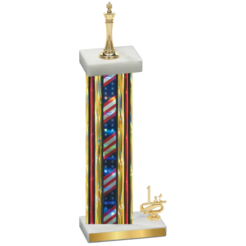 Accented Single Flag USA First Place Chess Trophy