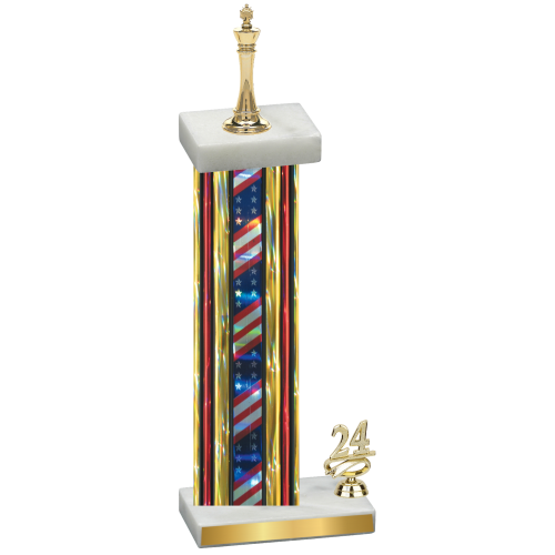 Accented Single Flag USA Year Chess Trophy