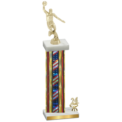 Accented Single Flag USA Year Basketball Trophy