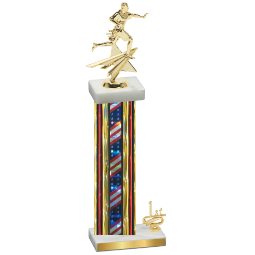 Accented Single Flag USA First Place Flag Football Trophy