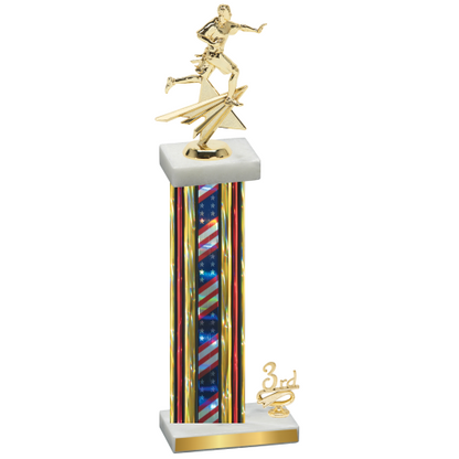 Accented Single Flag USA Third Place Flag Football Trophy