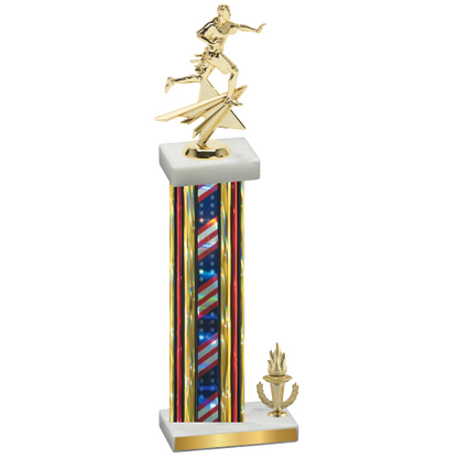 Accented Single Flag USA Victory Flag Football Trophy